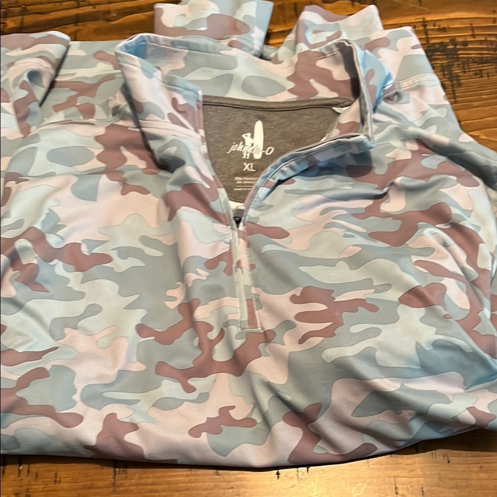 johnnie-O Blue and Brown Quarter-Zip Pullover